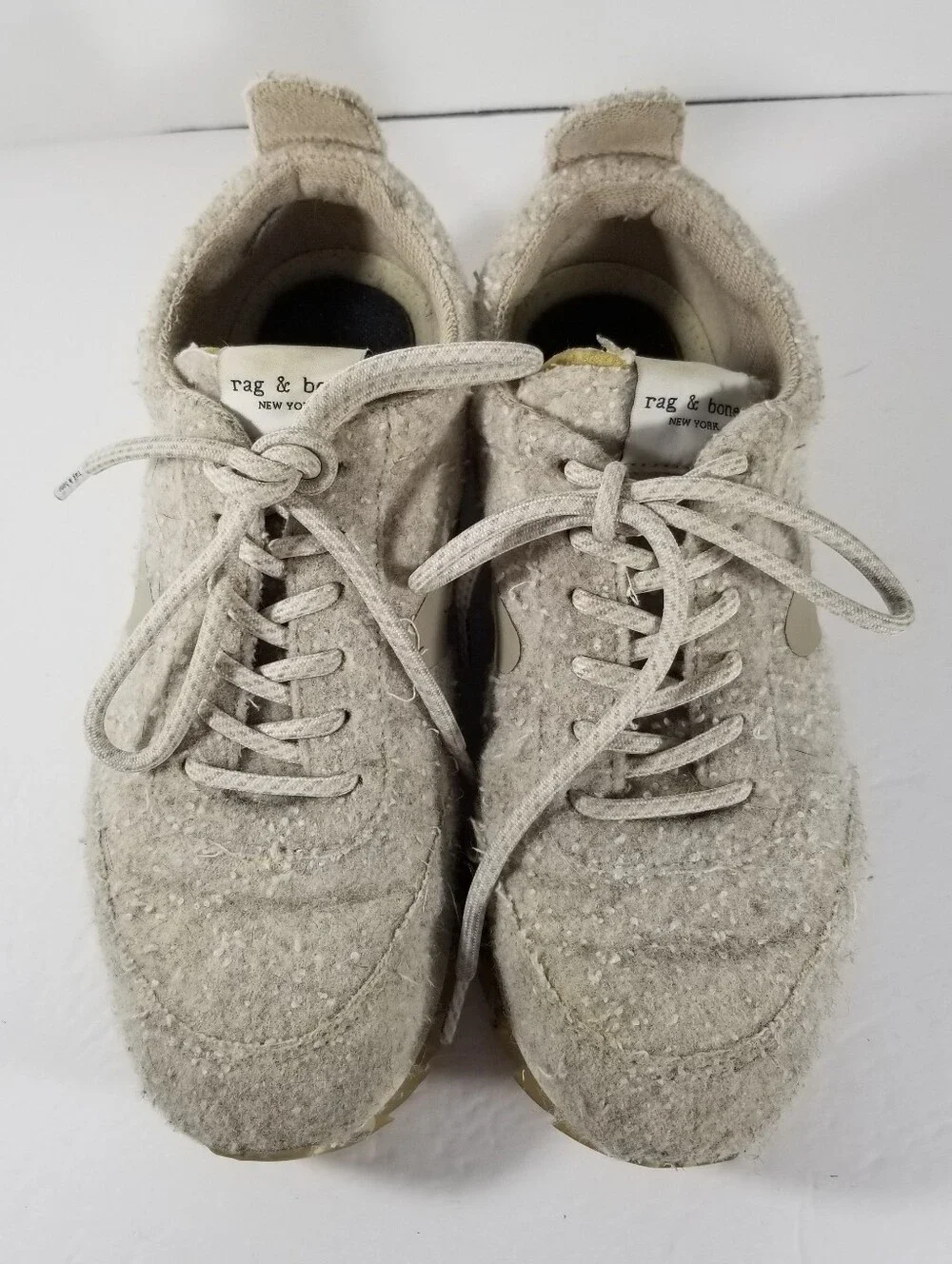 Rag & Bone Retro Runner Sneakers Women's EU 37 US 6.5 Beige Melange Felted Wool